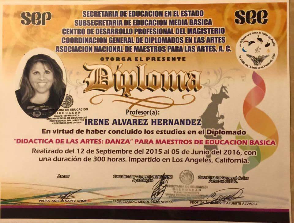 Irene Hernandez Diploma